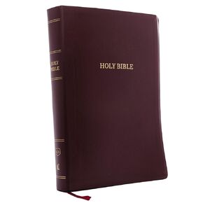 KJV الكتاب المقدس: طباعة عملاقة للغاية مع 43,000 مرجع متقاطع، مظهر جلدي عنابي، حرف أحمر، طباعة مريحة (مفهرسة بالإبهام): نسخة الملك جيمس