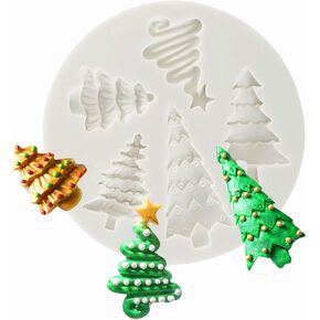 Christmas Tree Silicone Mold Cake Decor Moulds Fondant Cake Suger Molds Sugarcraft Chocolate Tools-Small (3.9inch)