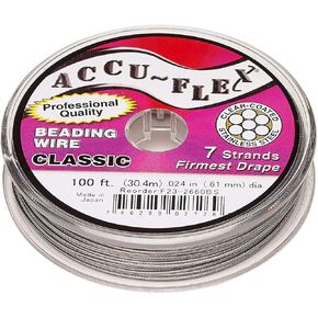 Accu-Flex Beading Wire Clear Nylon-Coated Stainless Steel 7-Strand 0.024-inch Diameter 100-foot Spool