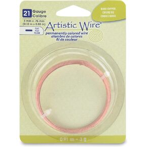 Artistic Wire, 21 Gauge, Flat, 3 mm x .75 mm / 0.12 in x 0.03 in, Copper, 3 ft / .91 m