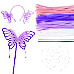 80Pcs Purple Pipe Cleaners Craft Supplies DIY Butterfly Wind Chimes, 4 Colors Chenille Stems for DIY Art and Craft Decorations