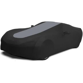 Custom Fit for Corvette C8 Indoor Car Cover 2020-2024 Stingray, Z51, Z06 Corvettes No Faded UV Resistant Dust-Proof Protection Breathable Anti-Wrinkle with Storage Bag（ Black & Gray Combo）