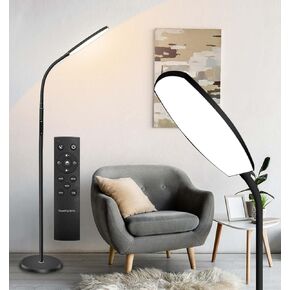 LED Floor Lamp, Floor Lamp, Reading Lamp, Remote and Touch Control, 2700K-6500K Gooseneck Dimmable Standing Tall Lamp, 1H Timer, Eyelash Lamp, Task Lighting for Bedroom Office Living Room Study