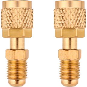 2pcs R410A Straight Swivel Adapter, R410A Charging Vacuum Port Adapter Brass Converter 5/16" Female Quick Coupler to 1/4" Male Adapter Mini Split Adapter for Air Condition