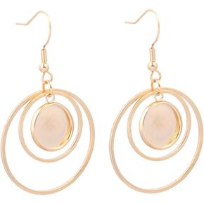 10pcs Fit 12mm Cabochon Earring Setting Blanks with Circle Hoop Charms Gold Plated Stainless Steel DIY Dangle Hooks Findings