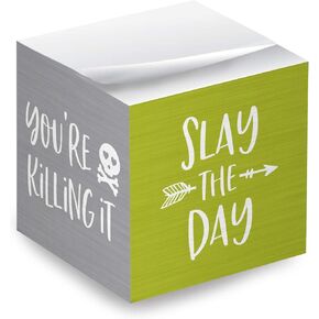 Motivational Sticky Note Cube / 600 Sheets / 2.75" Memo Block Printed on 4 Sides/Bright Empowering Messages