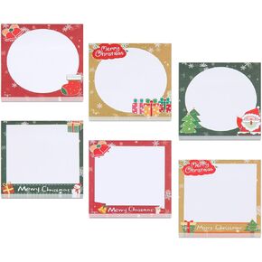 Cute Christmas Sticky Notes 3x3in Kawaii Xmas Sticky Notes-6 Designs, 6 Packs 100 Pages/Pack, 600 Pages in Total - Adorable Festive Designs, Smooth Writing