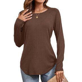 Amoretu Womens Long Sleeve T Shirts Casual Loose Round Neck Tops Fall Raglan Sleeve Tunic Shirts