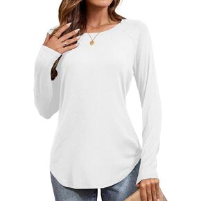 تي شيرت نسائي Amoretu بأكمام طويلة كاجوال فضفاض برقبة دائرية، قمصان تونيك بأكمام راجلان للخريف in Kuwait