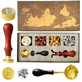 Wax Seal Stamp kit, Wax Seal Kit with Stamp, Beads with Gift Box for Cards Invitations (Botanical07)