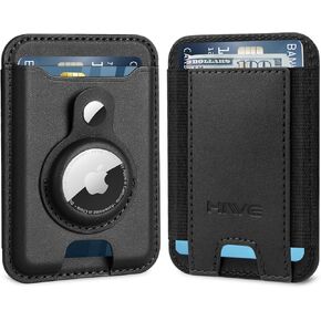 HiWe Wallet for Men, Slim AirTag Wallet, Front Pocket Minimalist Mens Wallet Card Holder with AirTag Holder for Cash Credit Cards, Premium Leather, RFID Blocking, Fits 10 Cards, Men Gift, Navy Blue