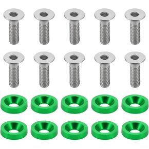 Motoforti Universal Car Modification M6 Gasket Bolt License Plate Frame Screw, M6x1.0, Aluminium Alloy, Orange, 1 Set