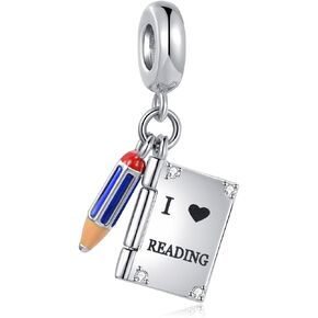NARTGO I Love Reading Book Charm Compatible with Pandora Charms Bracelets for Women Girls in Kuwait