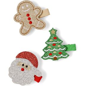 The Children's Place Girls' 3-Pack Christmas Hair Accessories, Headband and Clips, Multi Color, NO_Size