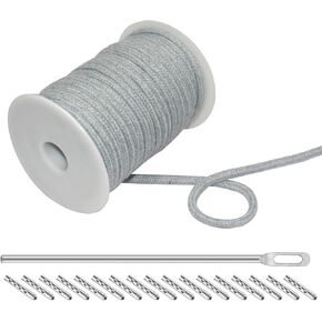 27 Yards Round Replacement Cotton Cords Drawstring Cords Replacement Hoodie Strings Cotton Cord Trim with Long Metal Easy Threader and 20 Pieces Metal Head Tips (Black)