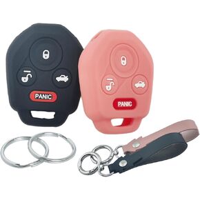 2Pcs Silicone Remote Key Fob Cover for 2023 2022 -2013 Subaru Outback Impreza Crosstrek Legacy Forester Tribeca WRX XV Crosstre CWTWBU766 CWTWB1U811 (Black/Pink)