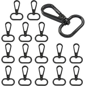 16 Pack Swivel Lobster Clasps, 1 Inch Black Lobster Claw Clasps for Keychains, Oval Ring Swivel Snap Hooks Metal Lobster Clips for Purse, Snap Tabs, Craft Making