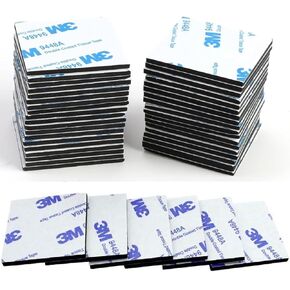 CANOPUS Black Double Sided Sticky Pads Heavy Duty, 48PCs 40mm x 40mm, Waterproof 3M Sticky Back Foam Pads, Thick Adhesive Pads for Wall, 3M Double Sided Pads, Number Plate Pads, Dashcam Sticky Pads