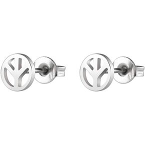 Simple Punk Peace Sign Symbol Stud Earrings Stainless Steel Anti-war Jewelry for Man and Women