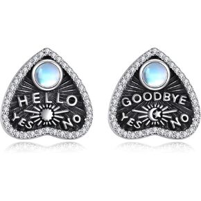 YFN Ouija Board Planchette Sterling Silver Earrings, Spirit Board Planchette Dangle Earrings, Ouija Board, Witch Stud Earrings Jewelry