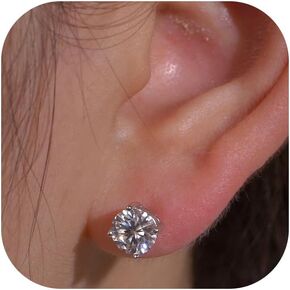 Moissanite Screw back Stud Earrings : 18K White Gold Plated Solid 925 Sterling Silver Earring Hypoallergenic Screwback Stud Earring Jewelry for Women Men 1/1.6/2ct in Kuwait