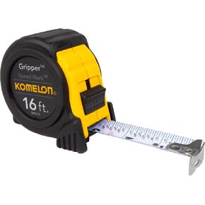 Komelon SM5416 Speed Mark Gripper Acrylic Coated Steel Blade Tape Measure 16-feet by 1-Inch, White Blade