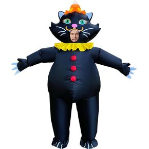 زي KOOY القابل للنفخ للبالغين على شكل قطة سوداء، أزياء الهالوين المنفجرة لكامل الجسم للرجال والنساء in Kuwait