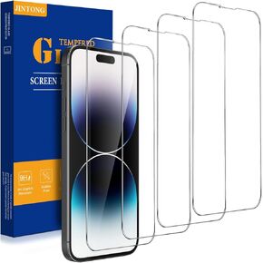 JINTONG 5 Pack Tempered Glass Screen Protector for iPhone 15 Pro Max (6.7 Inch) Tempered-Glass Film with Bubble Free Easy Installation Tool, Scratch Resistant, Case Friendly