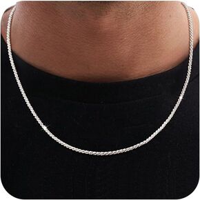 Picuzzy Silver Necklace for Men, Silver Plated 2mm/3mm Twist Rope Chain Necklaces Sparkling 16/18/20Inch Layered Choker Necklace Trendy Men's Necklaces Set Fashion Jewelry Gifts for Women