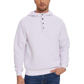 Mens Sweater Hoodies Quilted Sweatshirts Quarter Button Fit Itch-Free Knit Pullover Sweaters Long Sleeve Fall Winter
