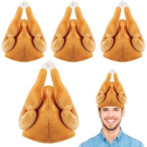 Geyoga 4 Pieces Thanksgiving Turkey Hats Plush Turkey Trot Hat with Legs Funny Thanksgiving Headbands for Woman Man