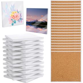 20 Sets Sublimation Coasters Blanks with Cork Back Ceramic Tile 4x4 Tiles Ceramic Tiles for Crafts Glossy Glazed Tile Coasters Blanks Ceramic Coasters for Sublimation Thermal Transfer Painting