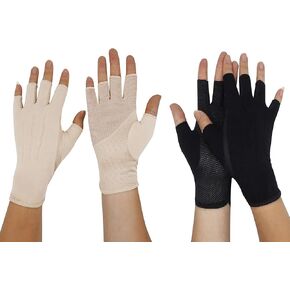 Bienvenu 2 Pairs Fingerless Gloves Summer UV Protection Driving Cotton Gloves Set