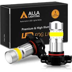 Alla Lighting 2800lm PSX24W 2504 LED Fog Light Bulbs 3000K Amber Yellow Xtreme Super Bright COB-72 SMD 12V122766