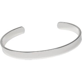 Men's Solid 925 Sterling Silver Bangle, 7 Mm Plain Silver Cuff Bracelet