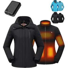 Wulcea 3-in-1 Graphene Heated Jacket For Women 12V 18400mAh Fast Charge With Large Capacity