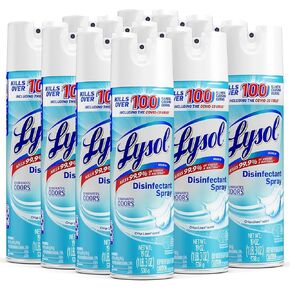 Lysol Disinfectant Spray, Sanitizing and Antibacterial Spray, For Disinfecting and Deodorizing, Crisp Linen, 19 fl oz (Pack of 12) in Kuwait