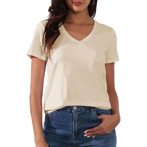 PALINDA Women's Classic Fit T Shirts Short Sleeve V Neck Casual Tee Shirt Summer Tops