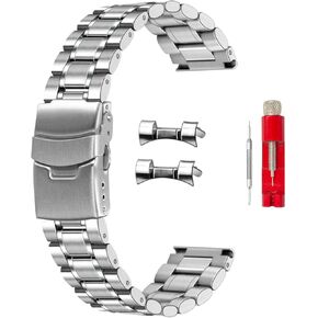20mm 22mm Universal Watch Bands Solid Stainless Steel with Curved Lug Ends Parts, Replacement Bracelet for Men and Women