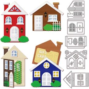 GLOBLELAND Houses Gift Card Cutting Dies Gift Card Holder Metal Die Cuts Gift Card Tags Metal Cutting Die for DIY Scrapbooking Photo Album Decorative Embossing Paper Card