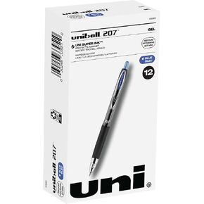 Signo Gel 207 Roller Ball Retractable Gel Pen, Blue Ink, 0.7MM, Dozen