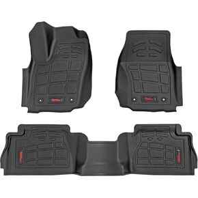 Rough Country Sure-Fit All Weather Floor Mats for Toyota Tacoma CrewCab (2024) - Non-Slip, Waterproof, Flexible Rubber Mat, Front & Back Set