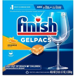 Finish All in 1 Gelpacs Orange, Dishwasher Detergent Tablets 84 count (packaging may vary )
