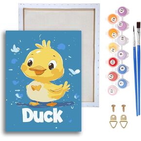 Ginfonr Framed Paint by Numbers Kit for Adults, Duck Acrylic Paint by Numbers on Canvas, Animal Oil Painting for Beginner with Brushes, Adults Paint-by-Number Kits for Home Wall Decor (8x12inch)
