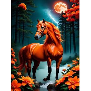 LWZAYS Paint by Number Kit for Adults Canvas, Horse Paint by Numbers for Adults Beginners Canvas, Acrylic Horse Painting by Numbers for Gift Decor - 12x16 Inch