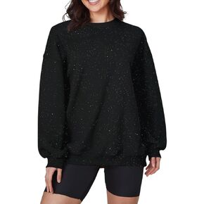 Sparkly Glitter Sweatshirts for Women Sparkle Bling Sweatshirt Casual Sequin Tops Loose Rhinestone Hoodies Pullover