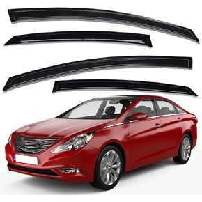 Lightronic WV94261 Outside-Mount Side Window Visor Deflector Rain Guard, Dark Smoke, 4-Pieces Set, Fits 2011-2014 Hyundai Sonata, 2011-2016 Hyundai Sonata Hybrid