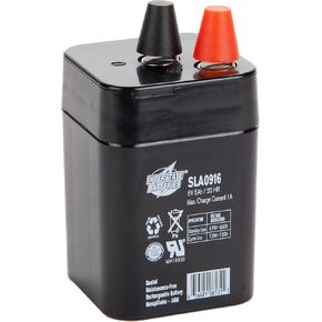 Interstate Batteries Power Patrol 6V 5Ah Rechargeable Lantern Battery (SLA0916) Sealed Lead Acid Rechargeable SLA AGM (Spring Terminal) Lanterns, Lighting, Fencing, Electric Signs