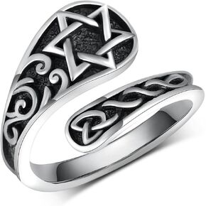 Sunflower/Dragon/Star of David/Sobriety Spoon Ring Sterling Silver Adjustable Thumb Rings Vintage spoon Jewelry Gifts for Women