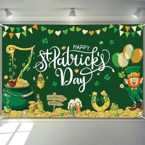 Probsin Extra Large St Patricks Day Banner Backdrop 72" x 48" St Patricks Day Decorations Shamrocks Happy St. Patrick's Day Holiday Backdrop Wall Decor Bulletin Board for Indoor Outdoor Party